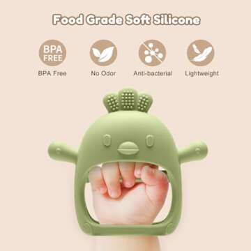 2 Pack Baby Teething Toys for 0-6 6-12 Months, Never Drop Infant Teether Teething Mitten Toys for 3 6 9 12 Months, Newborn Soothing Teething Toy Gifts for 1 One Year Old Baby Boys Girls