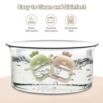 2 Pack Baby Teething Toys for 0-6 6-12 Months, Never Drop Infant Teether Teething Mitten Toys for 3 6 9 12 Months, Newborn Soothing Teething Toy Gifts for 1 One Year Old Baby Boys Girls