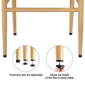 Yaheetech Set of 6 Weave Chairs Metal Dining Chairs Mid-Century Modern Dining Room Chairs with Y-Shaped Backrest & Hemp Seat, 6PCS, Wood Color