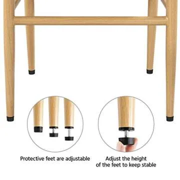 Yaheetech Set of 6 Weave Chairs Metal Dining Chairs Mid-Century Modern Dining Room Chairs with Y-Shaped Backrest & Hemp Seat, 6PCS, Wood Color