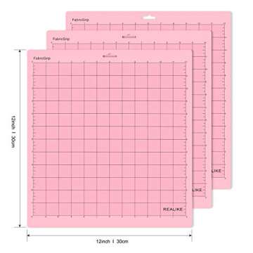 REALIKE 12x12 FabricGrip Cutting Mat for Cricut Maker 3/Maker/Explore 3/Air 2/Air/One(3 Mats), Fabri...