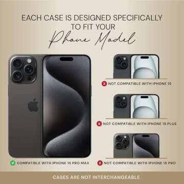 Bandolier Hailey Crossbody Wallet Phone Case for iPhone 15 Pro Max. 100% Genuine Pebble Leather with...