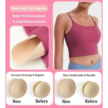 HHUQ Workout Tops for Women,Longline Padded Medium Support Sports Bras Tank Top for Running Yoga Fitness Rose Red