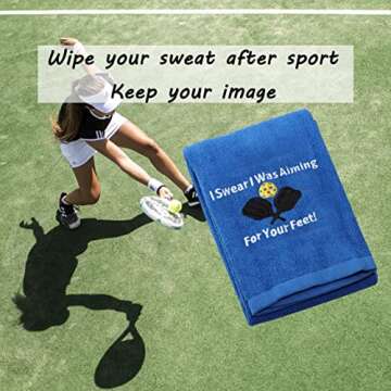LEVLO Funny Pickleball Lovers Gifts I Swear I was Aiming for Your Feet Towels for The Pickleball Player (Aiming for Your Feet)