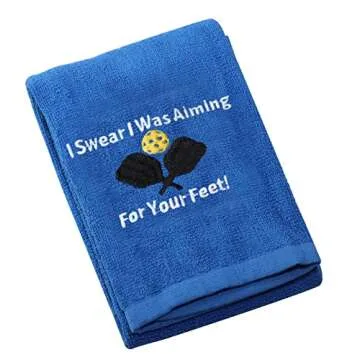 LEVLO Funny Pickleball Lovers Gifts I Swear I was Aiming for Your Feet Towels for The Pickleball Player (Aiming for Your Feet)