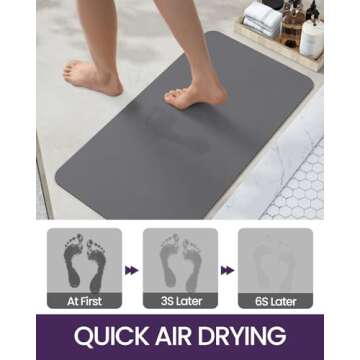 DEXI Ultra Absorbent Bath Mat, Quick Dry Bathroom Rug, Thin Non Slip Carpet for Shower Sink Bathtub ...