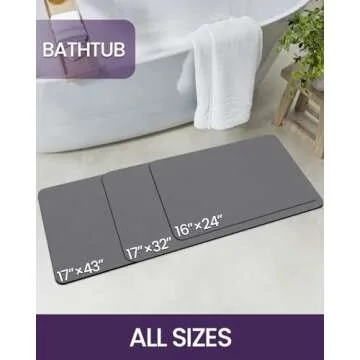DEXI Ultra Absorbent Bath Mat, Quick Dry Bathroom Rug, Thin Non Slip Carpet for Shower Sink Bathtub Kitchen Floor, 16x24, Dark Grey