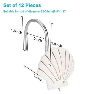 AGPtek 12 PCS Unique Seashell Shower Curtain Hooks for Bathroom Elegance