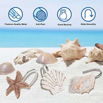 AGPtek Unique Seashell Shower Curtain Hooks for Elegant Decor