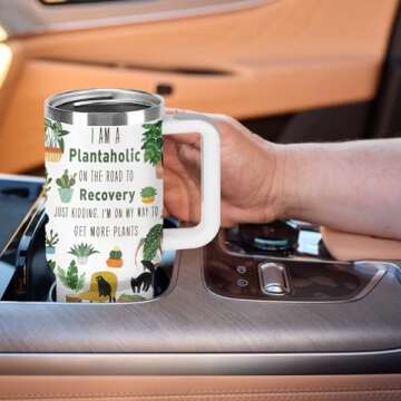 HYMONA Gifts for Plant Lovers - 40 Oz Plant Lover Tumbler with Handle, Plant Cups, Gardener Mug, Plant Gifts for Gardeners Women, Gardening Gifts for Plant Lovers, Birthday Gifts for Plant lovers