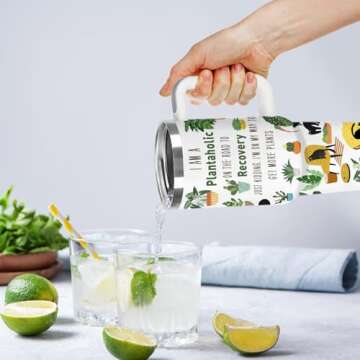 HYMONA Gifts for Plant Lovers - 40 Oz Plant Lover Tumbler with Handle, Plant Cups, Gardener Mug, Plant Gifts for Gardeners Women, Gardening Gifts for Plant Lovers, Birthday Gifts for Plant lovers