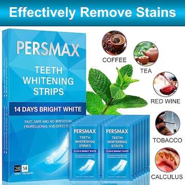 PERSMAX Teeth Whitening Strips, 14 Days Bright White for Sensitive Adult Teeth, Enamel Safe, Mild Wh...