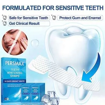 PERSMAX Teeth Whitening Strips, 14 Days Bright White for Sensitive Adult Teeth, Enamel Safe, Mild Whitening Without The Sensitivity, Hydrogen Peroxide Non-Slip Effective Strips kit, Extreme Whitener