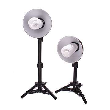 Fovitec StudioPRO 24" Photo Studio Portable Table Top Product Photography Lighting Tent Lightbox Kit - Includes 4 x Backdrops, 2 x Light Stands, 2 x 30W Daylight Fluorescent Bulbs