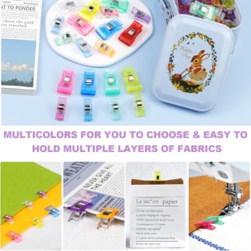 FIVEIZERO 90 Pcs Multipurpose Sewing Clips with Tin Box
