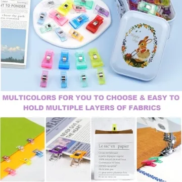 FIVEIZERO 90 Pcs Multipurpose Sewing Clips with Tin Box