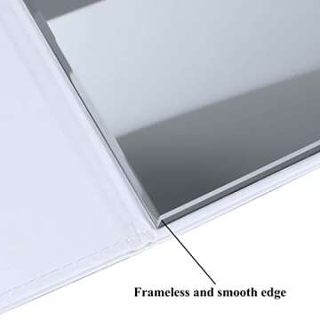 ZBEIVAN 10x7 Inches Portable Folding Makeup Mirror, Frameless PU Leather Desk Mirror with Stand for Camping Travel Tabletop Personal, White