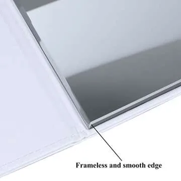 ZBEIVAN 10x7 Inches Portable Folding Makeup Mirror, Frameless PU Leather Desk Mirror with Stand for Camping Travel Tabletop Personal, White