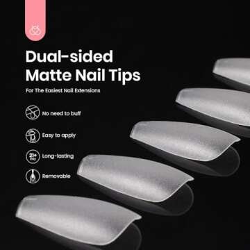 Beetles Gel Nail Tips for Nails Art, 15 Size 510PCS Full Matte Soft Pre-shaped Medium Coffin False Press on Nail Tips, No Filing Needed, Soak Off DIY Easy Nail Extensions Acrylic Nails