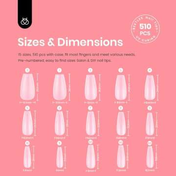 Beetles Gel Nail Tips for Nails Art, 15 Size 510PCS Full Matte Soft Pre-shaped Medium Coffin False Press on Nail Tips, No Filing Needed, Soak Off DIY Easy Nail Extensions Acrylic Nails