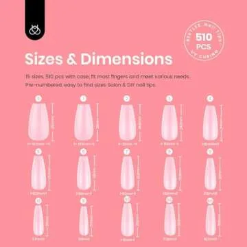 Beetles Gel Nail Tips for Nails Art, 15 Size 510PCS Full Matte Soft Pre-shaped Medium Coffin False Press on Nail Tips, No Filing Needed, Soak Off DIY Easy Nail Extensions Acrylic Nails