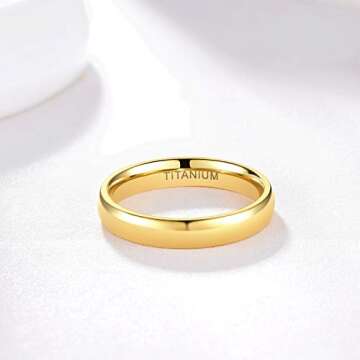 TIGRADE 2mm to 6mm Gold Titanium Ring - Comfort Fit Wedding Band for All