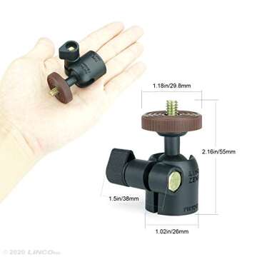(4 Pack) LINCO Lincostore 1/4" Swivel Mini Ball Head Screw Tripod Mount for DSLR Camera Camcorder Light Bracket A020 for Cell Phone Holder (A020-4)