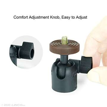 (4 Pack) LINCO Lincostore 1/4" Swivel Mini Ball Head Screw Tripod Mount for DSLR Camera Camcorder Light Bracket A020 for Cell Phone Holder (A020-4)