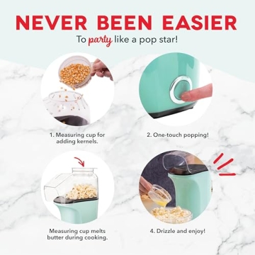DASH Hot Air Popcorn Popper for Movie Nights
