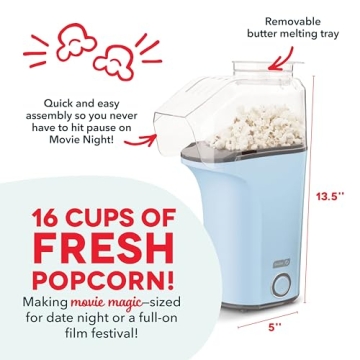 DASH Hot Air Popcorn Popper for Movie Nights