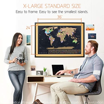 Travelization XL Scratch Off World Map for Travelers