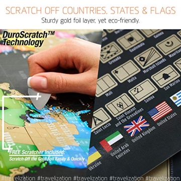 Travelization XL Scratch Off World Map for Travelers