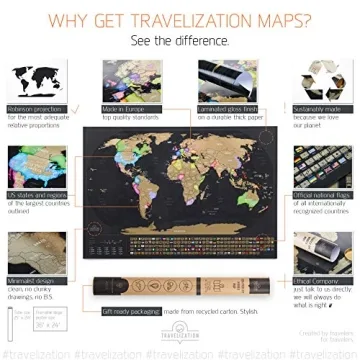 Travelization XL Scratch Off World Map for Travelers