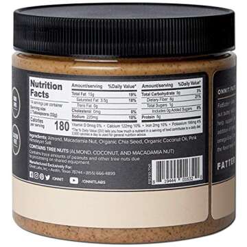 Onnit Fat Butter - KETO SNACKS FAVORITE - Low Carb Nut Butter Packed with Macadamia Nuts, Organic Chia Seeds, Organic Coconut Oil - Salted Almond