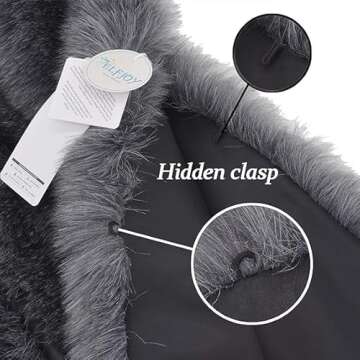 ELFJOY Luxury Faux Fur Shawl for Women Winter Fur Coat Wedding Party Fur Stole Wraps for Evening Dresses