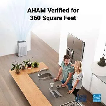 WINIX AM90 Air Purifier for Home Large Room Up to 1740 Ft² in 1 Hr With Air Quality Monitor, True HEPA, Carbon Filter and Auto Mode, Captures Pet Allergies, Smoke, Dust