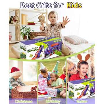 Intoypad Dinosaur Truck Toys for Kids, Transforms into Triceratops with Race Track Set, Ultimate City Dinosaur Transporter Hauler with 4 Cars, Birthday Gifts Toys for Boys 3 4 5 6 7 8 Years Old Green