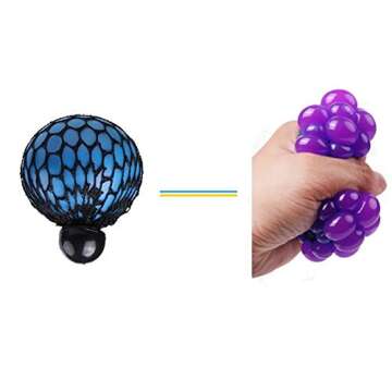 FIREBOOMOON Stress Relief Squeezing Soft Rubber Vent Grape Ball Hand Wrist Toy Funny Geek Gadget Vent Toy, Orange/Blue/Green, 3 Piece Stress Balls,Squishy net Ball,orbis Balls,Squishy Balls