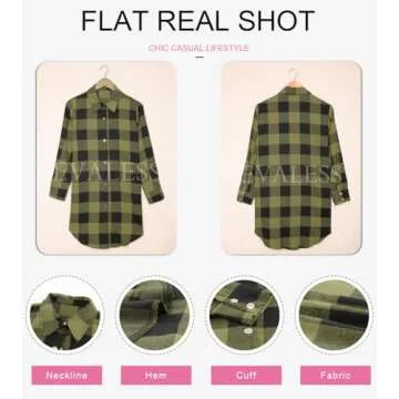 EVALESS Color Block Plaid Shacket Jacket Womens Fall Clothes Fashion 2024 Casual V Neck Outfits Long Sleeve Button Down Lightweight Flannel Shirts Jackets Cardigans Coats With Pockets Green Small