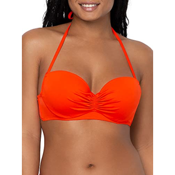 Smart & Sexy Women's Standard Swim Secret Halter Bikini Top, Hot Fire, 36DD