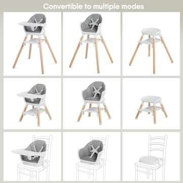 Wooden Baby High Chair, 11 in 1 Convertible Chair for High Chair, Booster Seat, Toddler Chair, for 2...