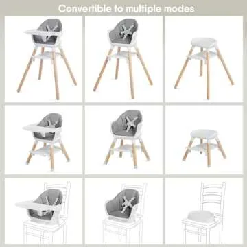 Wooden Baby High Chair, 11 in 1 Convertible Chair for High Chair, Booster Seat, Toddler Chair, for 2...