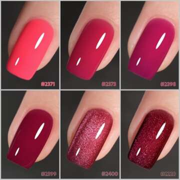 GAOY Glitter Gel Nail Polish Set, Hot Pink Cat Eye Gel with Magnet, Salon Manicure and Nail Art DIY ...