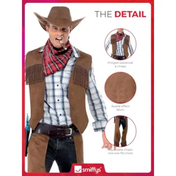 Smiffys Men's Fringe Cowboy Costume, Stylish Western Wear