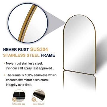 ANDY STAR Brass Mirror - Elegant Arched Design 24" x 38"