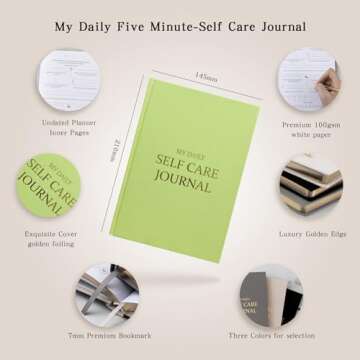 Gratitude journal for women Five Minutes a Day Manifestation journal with prompts A5 size Foil stamped edges Rich inside page program Self care journal Daily gratitude journal notebook