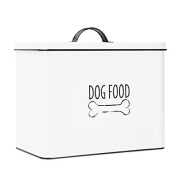 OUTSHINE White Farmhouse Dog Food Storage Container - Large Metal Bin for Pets