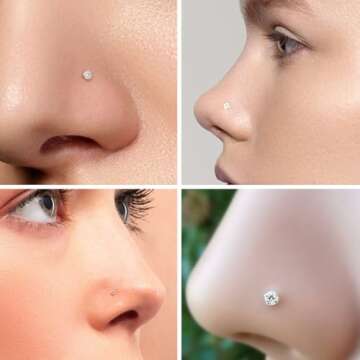 ENVYOU 20G Gold Nose Studs and Cartilage Earrings Set