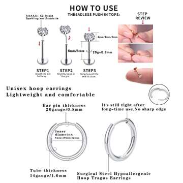 Stylish ENVYOU Gold Nose Studs and Cartilage Earrings