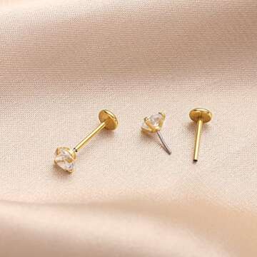 Stylish ENVYOU Gold Nose Studs and Cartilage Earrings